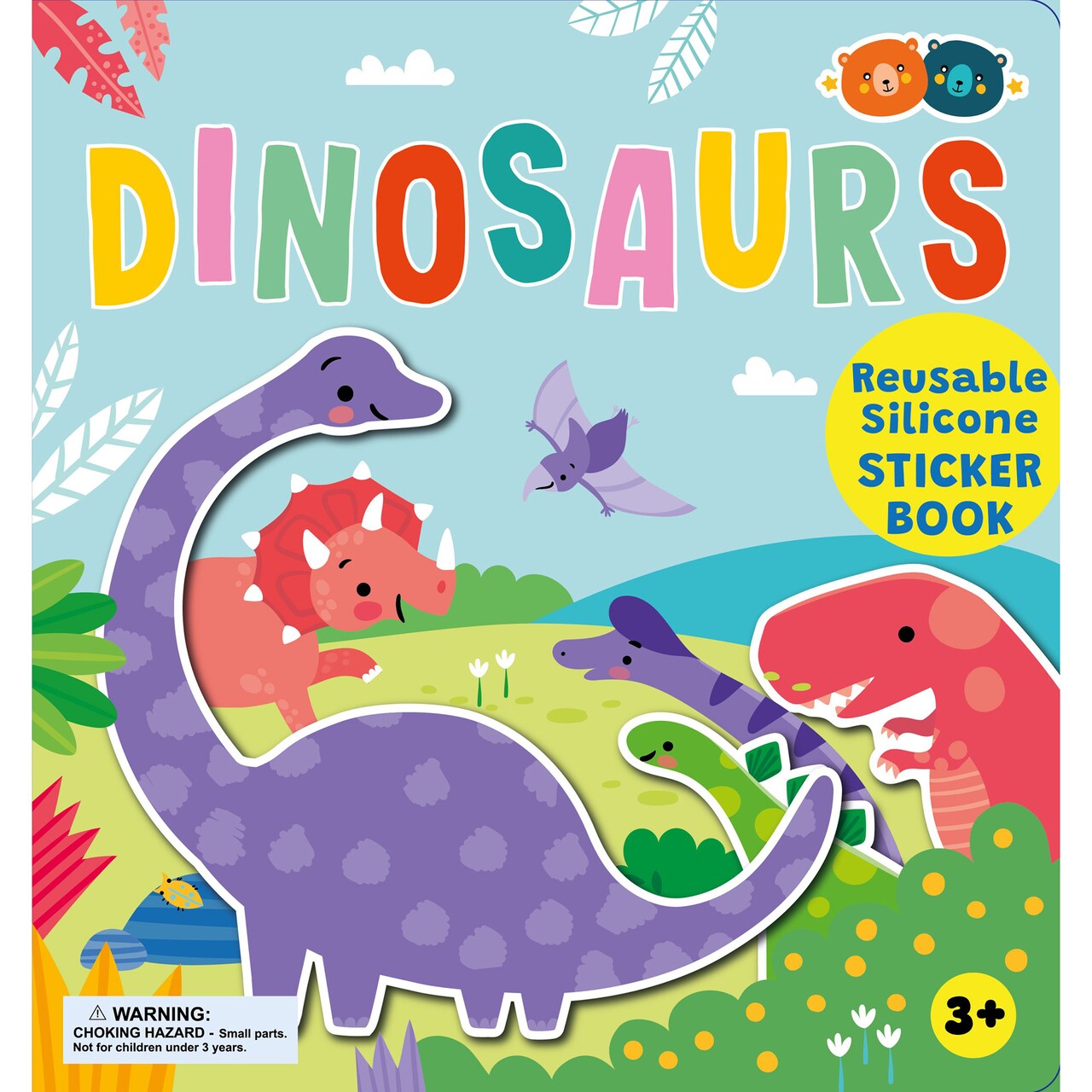 Buddy & Barney: Reusable Silicone Sticker Book - Dinosaurs - Interactive Activity, Mix & Match Dino Scenes, Waterproof Spiralbound Storybook, Kids 3+